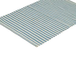 Alfombra Rayas de Algodón Reciclado Azul Claro/Beige 60x90 cm
