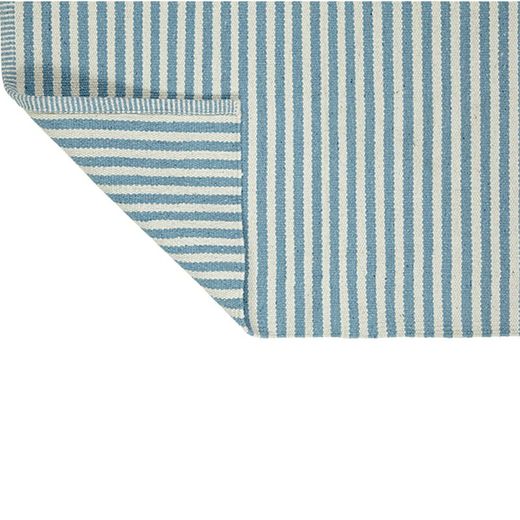 Alfombra Rayas de Algodón Reciclado Azul Claro/Beige 60x90 cm