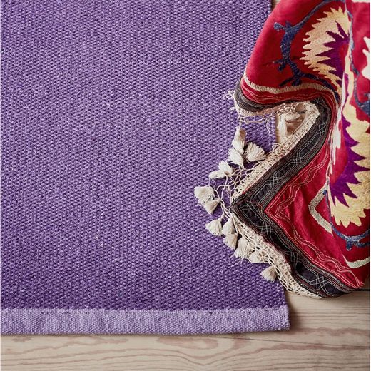 Recycled cotton rug purple, 60x90 cm