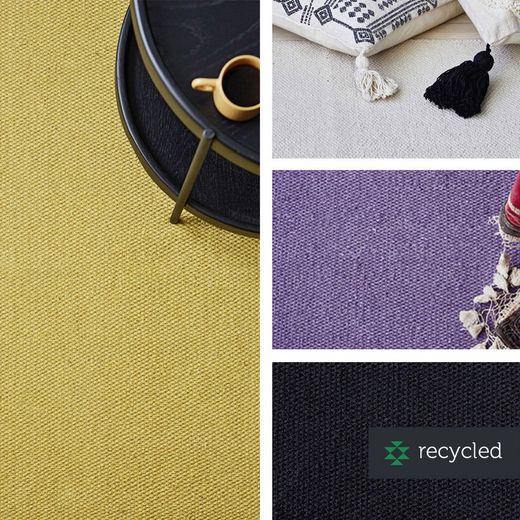 Recycled cotton rug purple, 60x90 cm