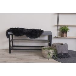 Faux Fur Rug in Black, 85 x 50 x 6.5 cm | Lambskin Artificial