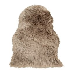 Taupe kunstlæder tæppe, 85 x 50 x 6,5 cm | Kunstigt lammeskind