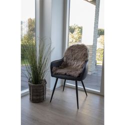 Taupe kunstlæder tæppe, 85 x 50 x 6,5 cm | Kunstigt lammeskind