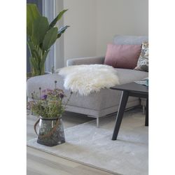 Lammeskindstæppe i hvidt, 85 x 50 x 5 cm | Lammeskind