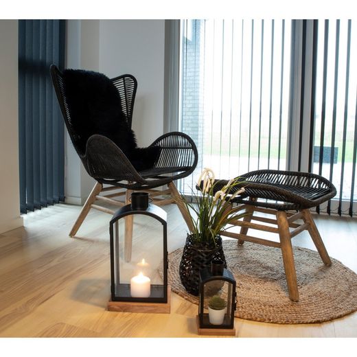 Black lambskin rug, 85 x 50 x 5 cm | Lambskin