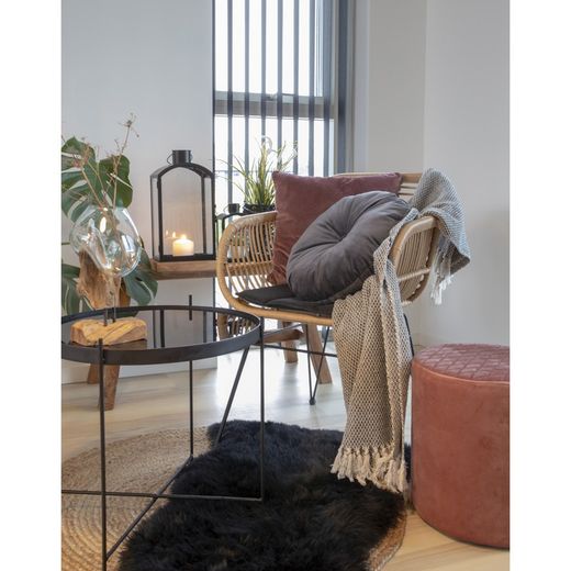 Black lambskin rug, 85 x 50 x 5 cm | Lambskin