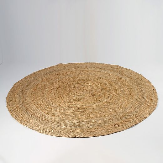 Tapis en jute beige, 200x1x200cm