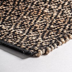 Alfombra de yute en negro, 310 x 200 x 1 cm | Elara