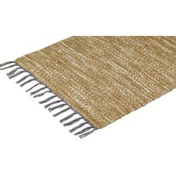 Alfombra de Exterior de Polietileno Reciclado Mostaza/Natural, 70x250 cm