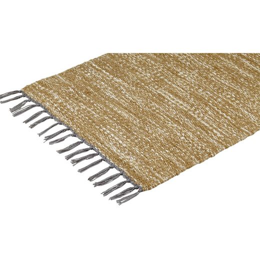 Alfombra de Exterior de Polietileno Reciclado Mostaza/Natural, 70x250 cm