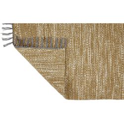 Alfombra de Exterior de Polietileno Reciclado Mostaza/Natural, 70x250 cm