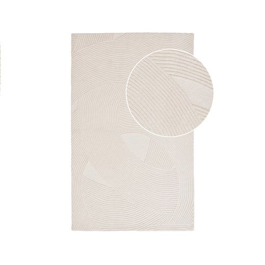 Alfombra rectangular de lana en marfil, 230 x 160 x 1 cm | Pune