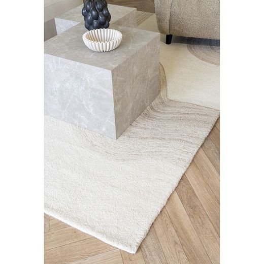Rectangular wool rug in ivory and sand, 230 x 160 x 1 cm | Surat