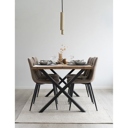 Rektangulært tæppe af genbrugsplast i sand, 200 x 140 x 1 cm | Minorca