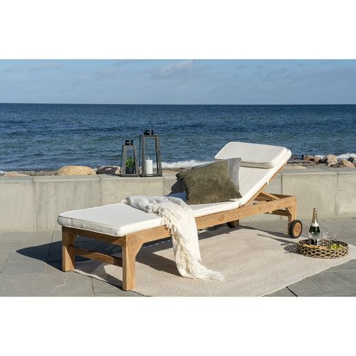 Rektangulært tæppe af genbrugsplast i sand, 200 x 140 x 1 cm | Minorca