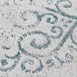 Tappeto rotondo in cotone e poliestere in blu e bianco, 120 x 120 x 2 cm
