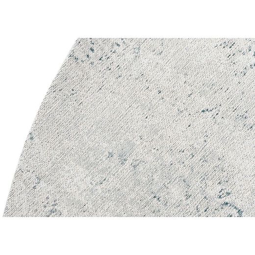 Okrągły dywanik z bawełny i poliestru w kolorze niebieskim i białym, 120 x 120 x 2 cm