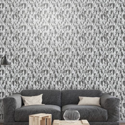 ALICE 1-Grey geometrisch behang, 1000x53 cm