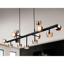 Lámpara de techo ALTAIS II negra y oro de altura regulable, 117x42x37 cm