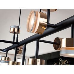 Lámpara de techo ALTAIS II negra y oro de altura regulable, 117x42x37 cm