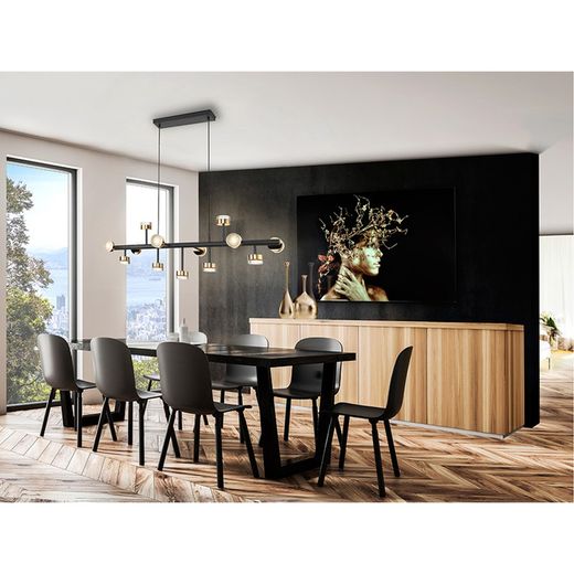 Lámpara de techo ALTAIS II negra y oro de altura regulable, 117x42x37 cm