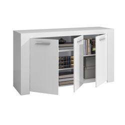 Sideboard 3 doors white, 144 x 42 x 80 cm