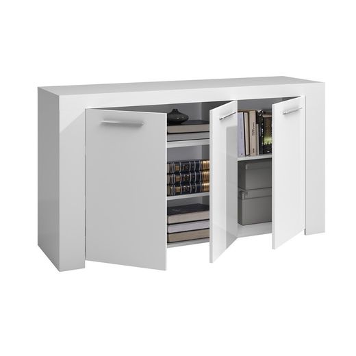 Sideboard 3 doors white, 144 x 42 x 80 cm