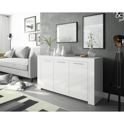 Sideboard 3 doors white, 144 x 42 x 80 cm