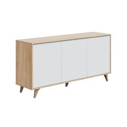 3-door sideboard in natural/white wood, 154x40x75 cm | KIKUA
