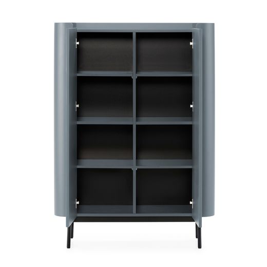 Tall wooden sideboard in blue, 100 x 40 x 140 cm | Willa