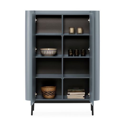 Tall wooden sideboard in blue, 100 x 40 x 140 cm | Willa