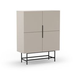 Tall wooden sideboard in cream colour, 100 x 40 x 128 cm | Eldia