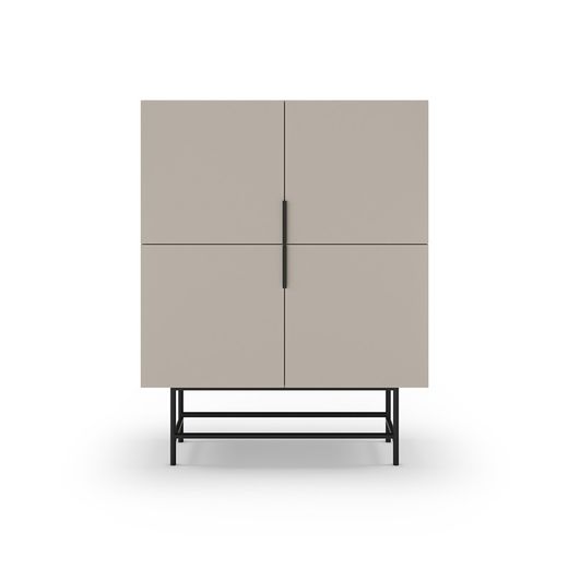 Tall wooden sideboard in cream colour, 100 x 40 x 128 cm | Eldia