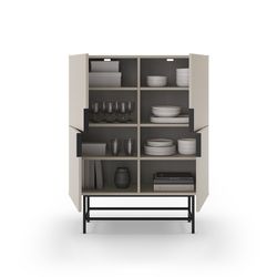 Tall wooden sideboard in cream colour, 100 x 40 x 128 cm | Eldia