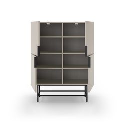 Tall wooden sideboard in cream colour, 100 x 40 x 128 cm | Eldia