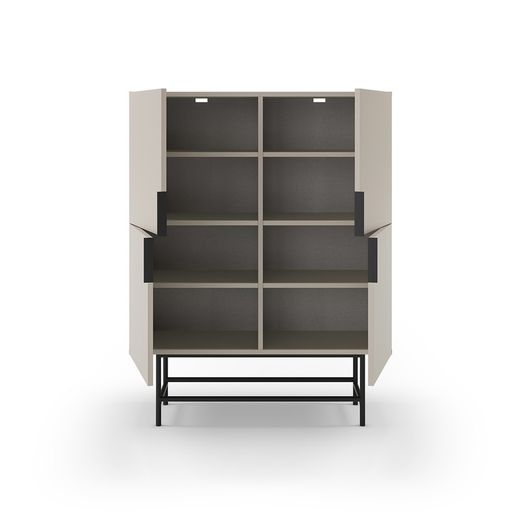 Tall wooden sideboard in cream colour, 100 x 40 x 128 cm | Eldia