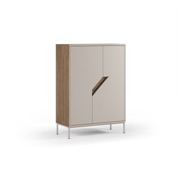 Ψηλό ξύλινο μπουφέ σε κρεμ και δρυς, 85 x 40 x 120 εκ. | Lilou