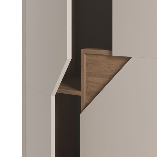 Ψηλό ξύλινο μπουφέ σε κρεμ και δρυς, 85 x 40 x 120 εκ. | Lilou