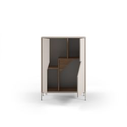 Ψηλό ξύλινο μπουφέ σε κρεμ και δρυς, 85 x 40 x 120 εκ. | Lilou