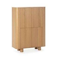Hoge houten dressoir in eikenkleur, 100 x 40 x 133 cm | Padoc