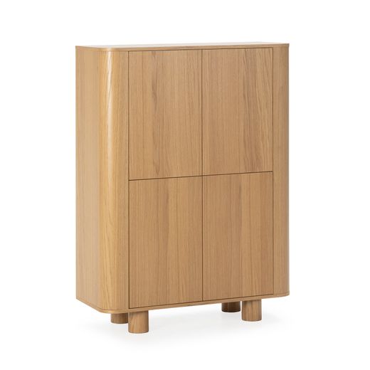 Aparador alto de madera en color roble, 100 x 40 x 133 cm | Padoc