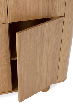 Hoge houten dressoir in eikenkleur, 100 x 40 x 133 cm | Padoc
