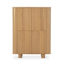 Hoge houten dressoir in eikenkleur, 100 x 40 x 133 cm | Padoc