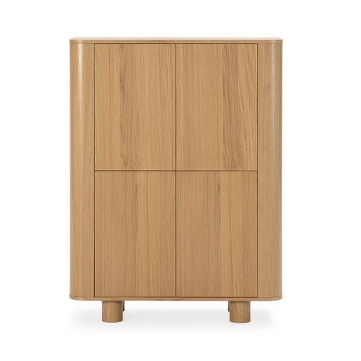 Hoge houten dressoir in eikenkleur, 100 x 40 x 133 cm | Padoc