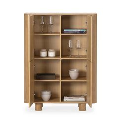Hoge houten dressoir in eikenkleur, 100 x 40 x 133 cm | Padoc