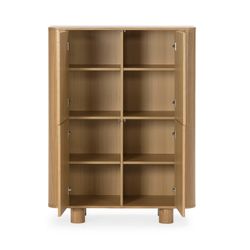 Hoge houten dressoir in eikenkleur, 100 x 40 x 133 cm | Padoc