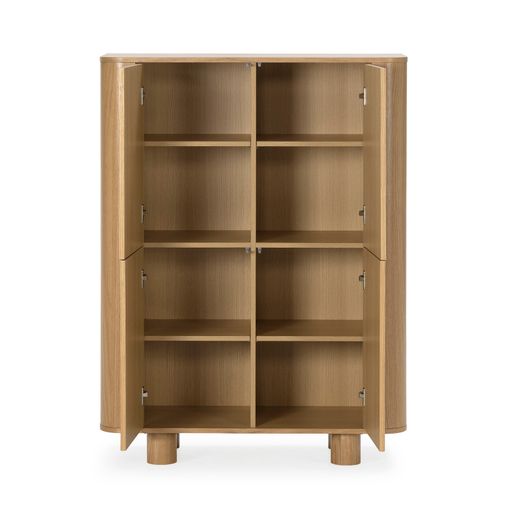 Hoge houten dressoir in eikenkleur, 100 x 40 x 133 cm | Padoc