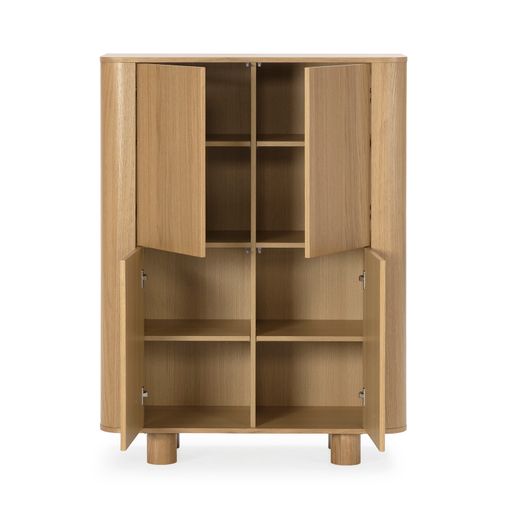 Hoge houten dressoir in eikenkleur, 100 x 40 x 133 cm | Padoc