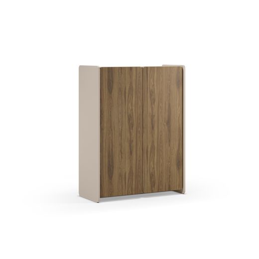 Aparador alto de madera en color roble y crema, 90 x 40 x 125 cm | Boucleon