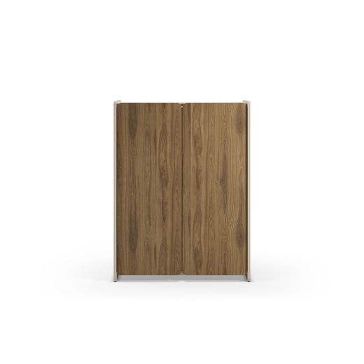 Tall wooden sideboard in oak and cream, 90 x 40 x 125 cm | Boucleon